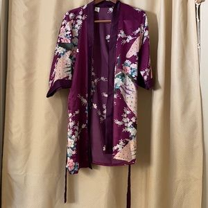 Silk Kimono Chrysanthemum and Crane Robe